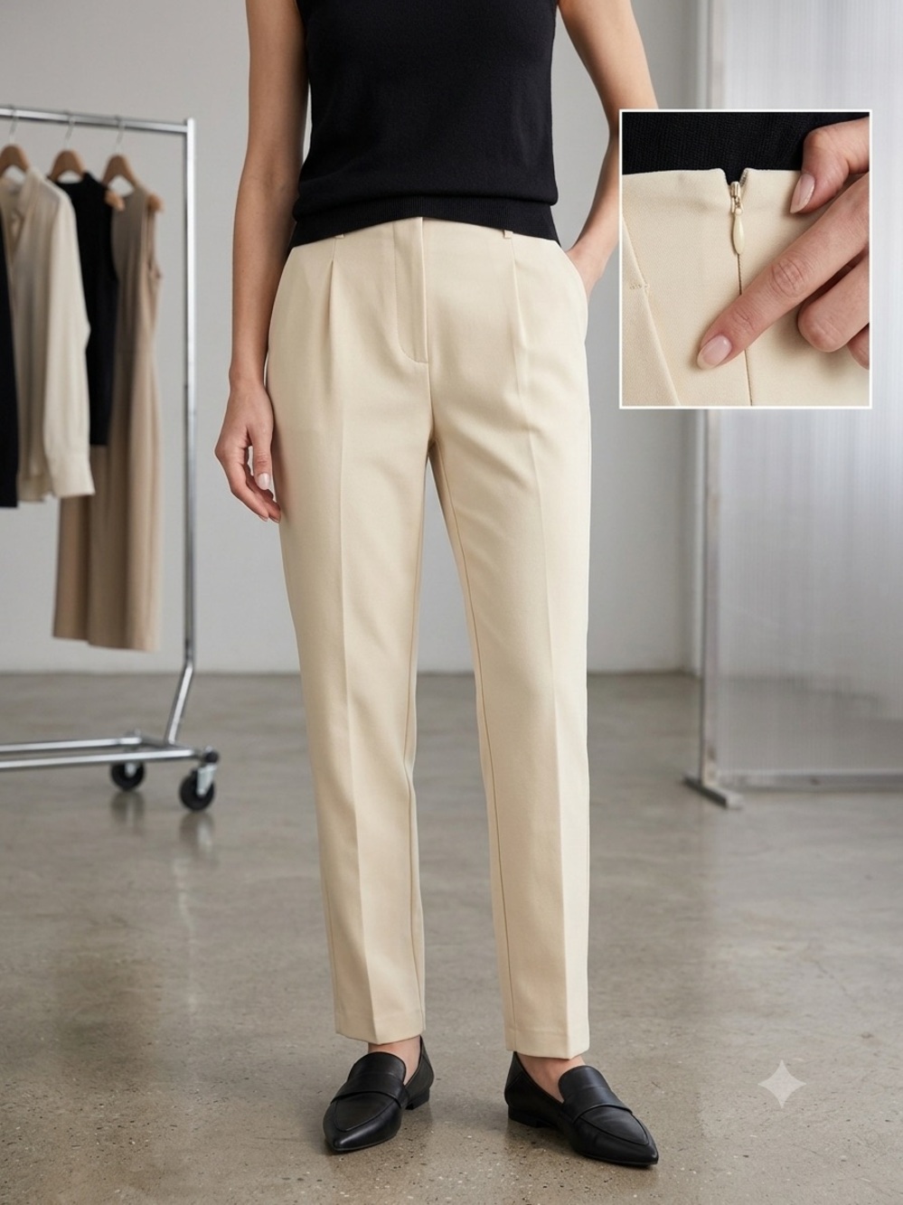 Chaps Like New Khaki Side-Zip Darted Dress Pants Slacks, Size 12